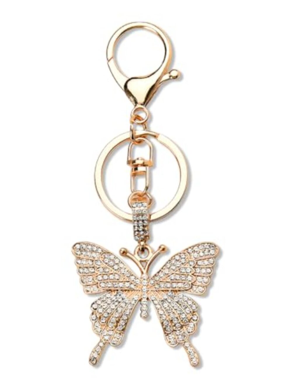 Rhinestone Butterfly Keychain Metal Charm Purse Handbag Accessory